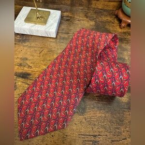 Petersborough Row for Bloomingdale’s 100% Silk Red Equestrian Bit Print Tie